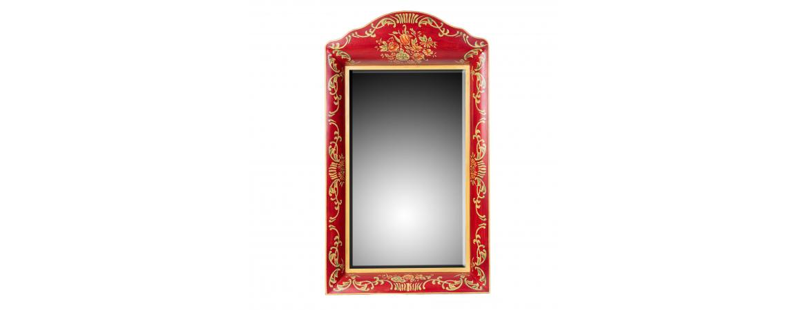 Red Floral Design Mirror