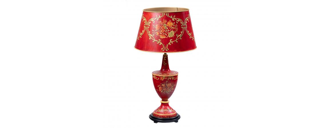 Red Floral Design Lamp with shade