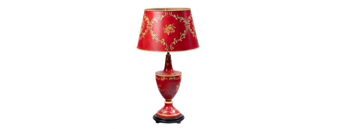 Red Floral Design Lamp with shade