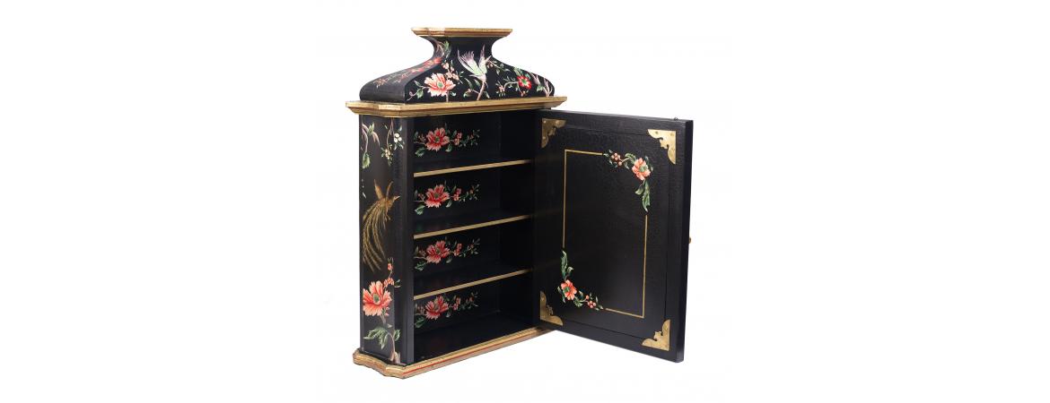 Black Lyre Bird Design Wall Unit