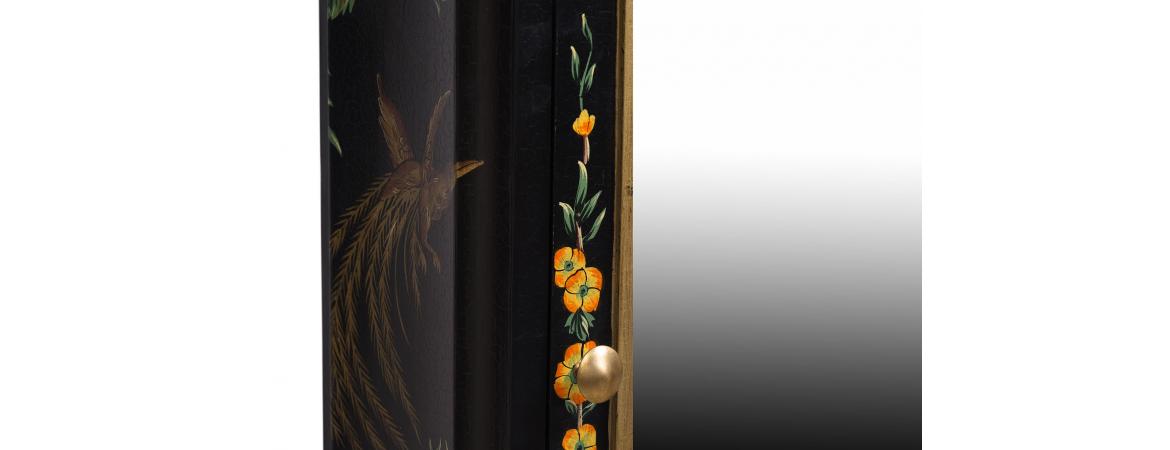 Black Lyre Bird Design Wall Unit