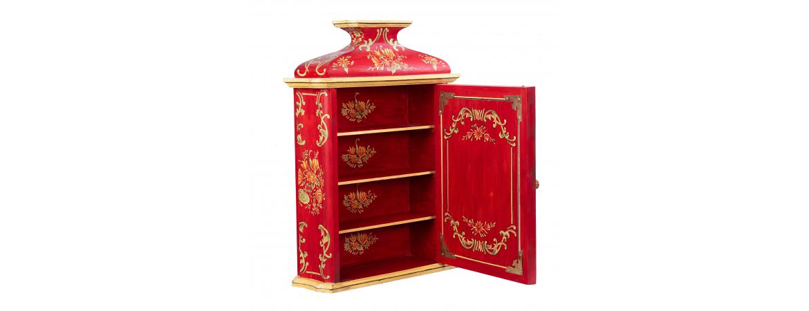 Red Floral Design Wall Unit