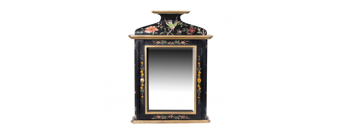 Black Lyre Bird Design Key Cabinet