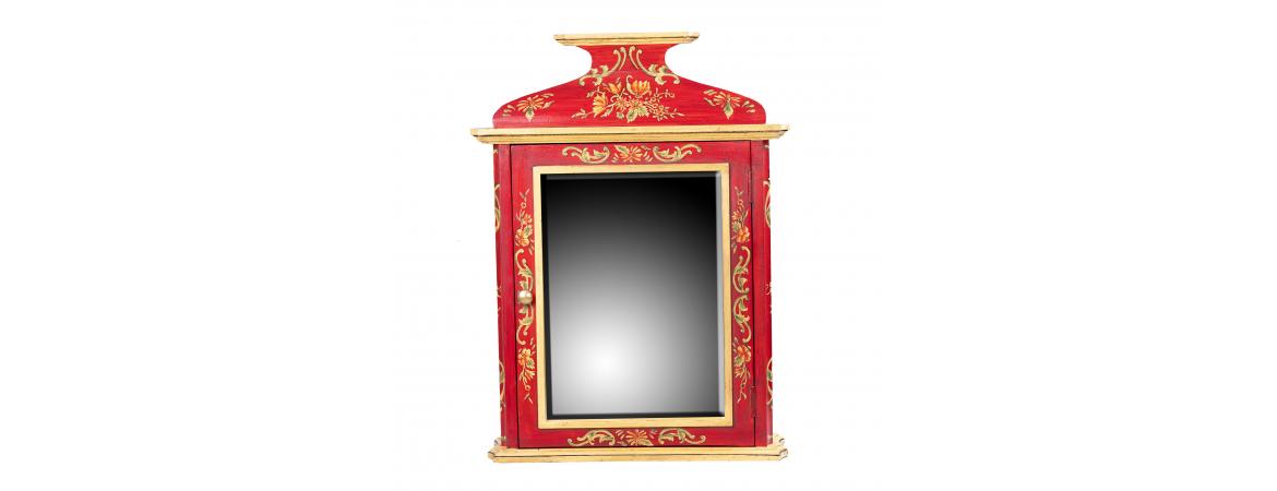 Red Floral Design Key Cabinet