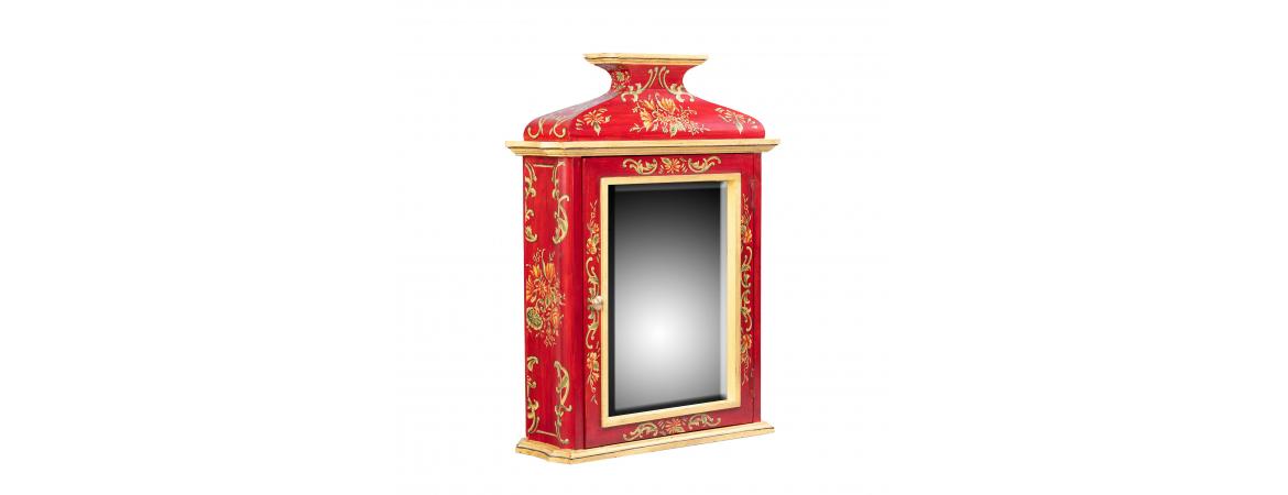 Red Floral Design Key Cabinet