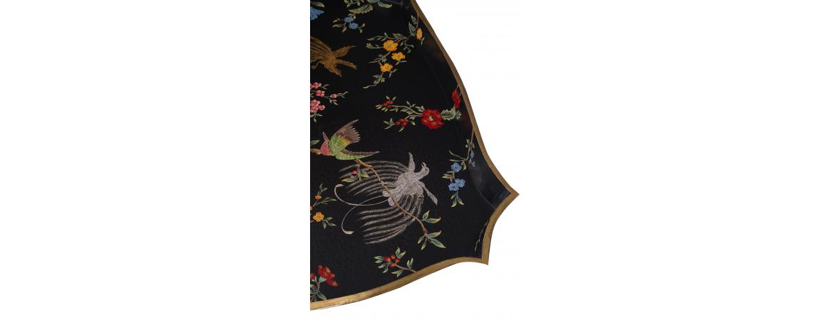 Black Lyre Bird Design Tray on Stand