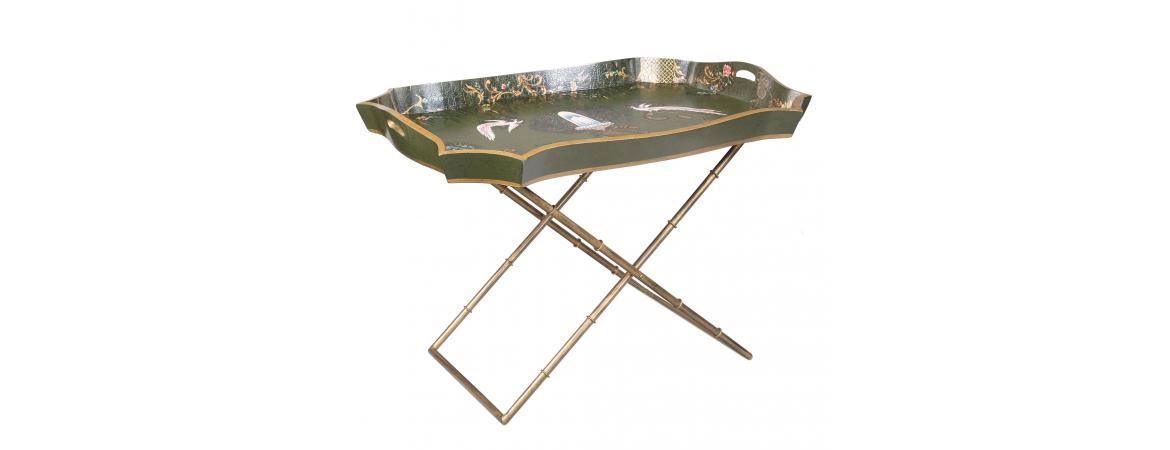 Green Fountain Design Tray on Stand