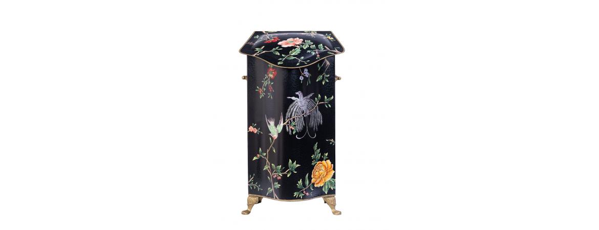 Black Lyre Bird Design Tall Decorative Box