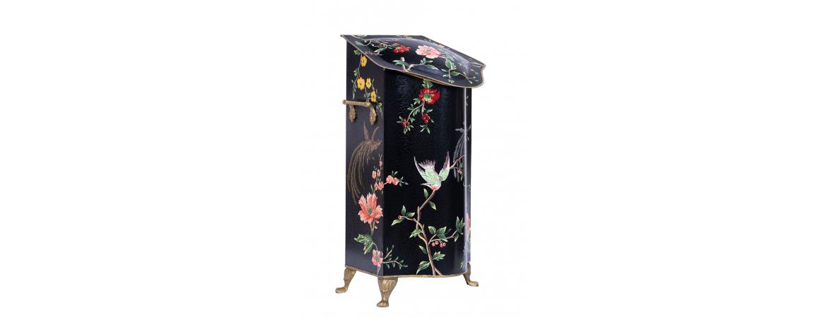 Black Lyre Bird Design Tall Decorative Box