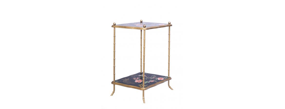 Black Lyre Bird Design 2 Tier Table