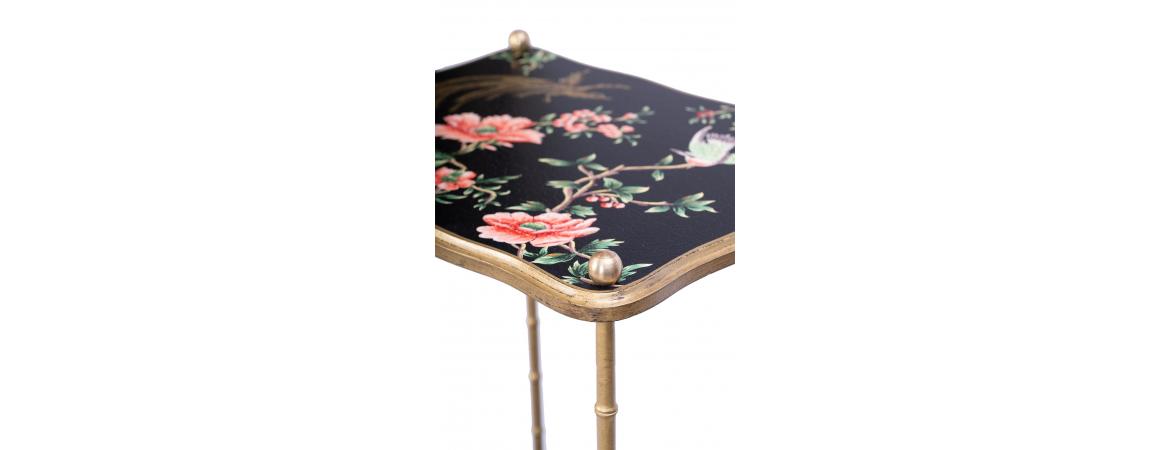 Black Lyre Bird Design 2 Tier Table