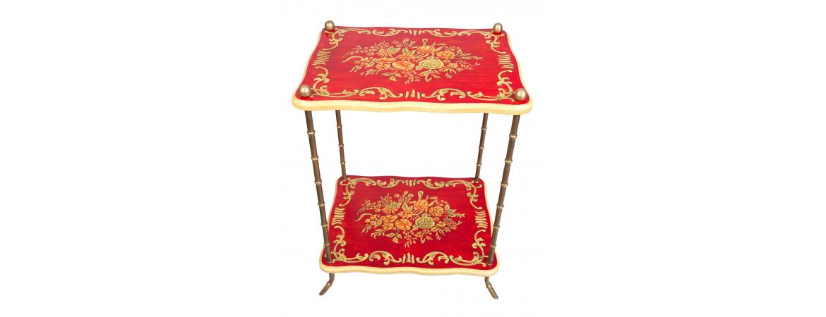 Red Floral Design 2 Tier Table