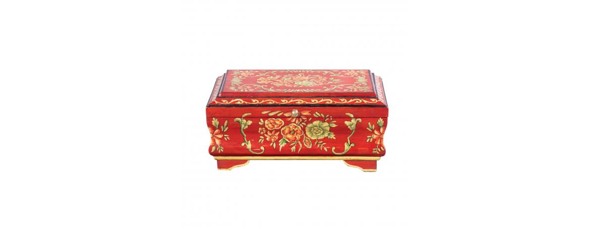 Red Floral Design Small Jewellery Box