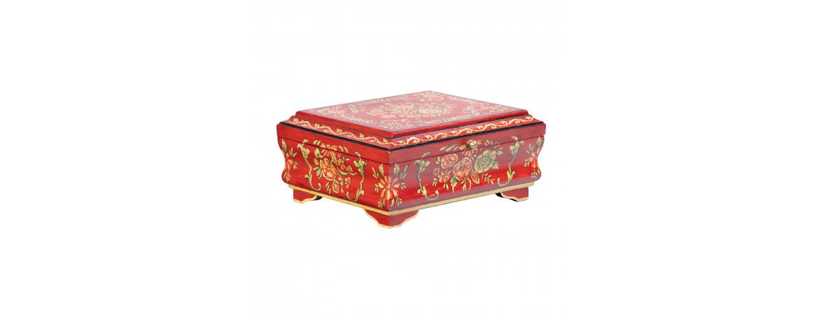 Red Floral Design Small Jewellery Box