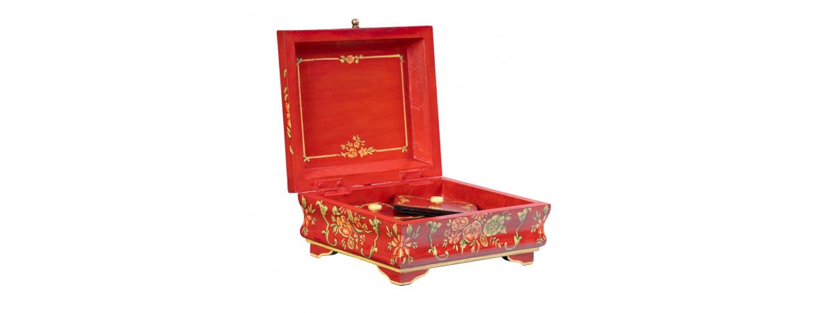 Red Floral Design Small Jewellery Box