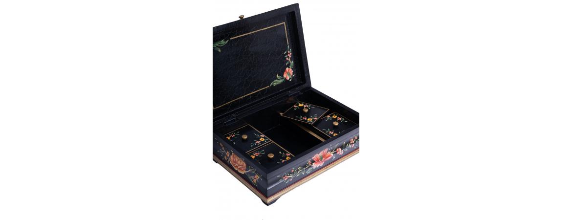 Black Lyre Bird Design Large Jewellery Box