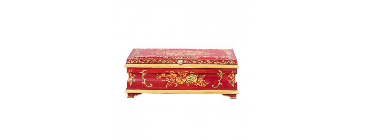 Red Floral Design Large Jewellery Box