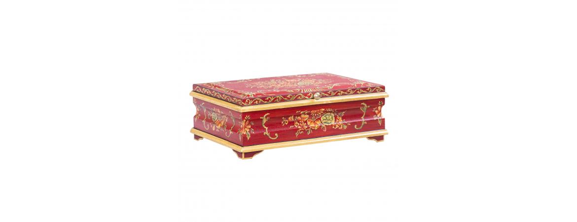 Red Floral Design Large Jewellery Box