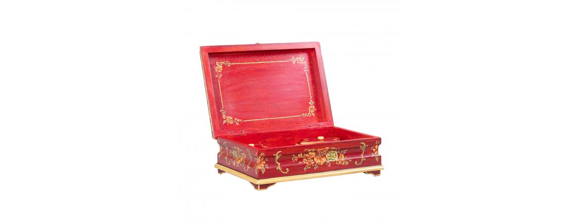 Red Floral Design Large Jewellery Box