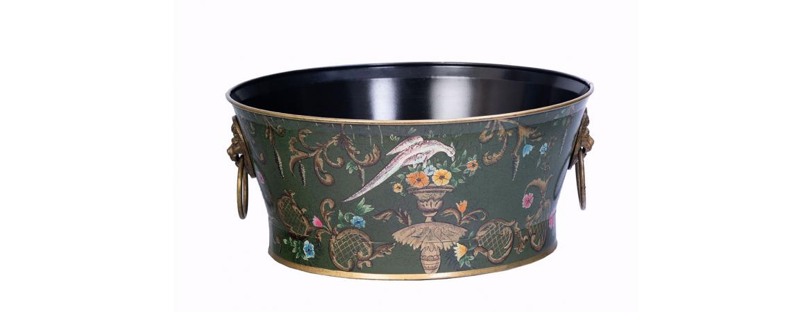 Green Fountain Design Round Bowl with Handles