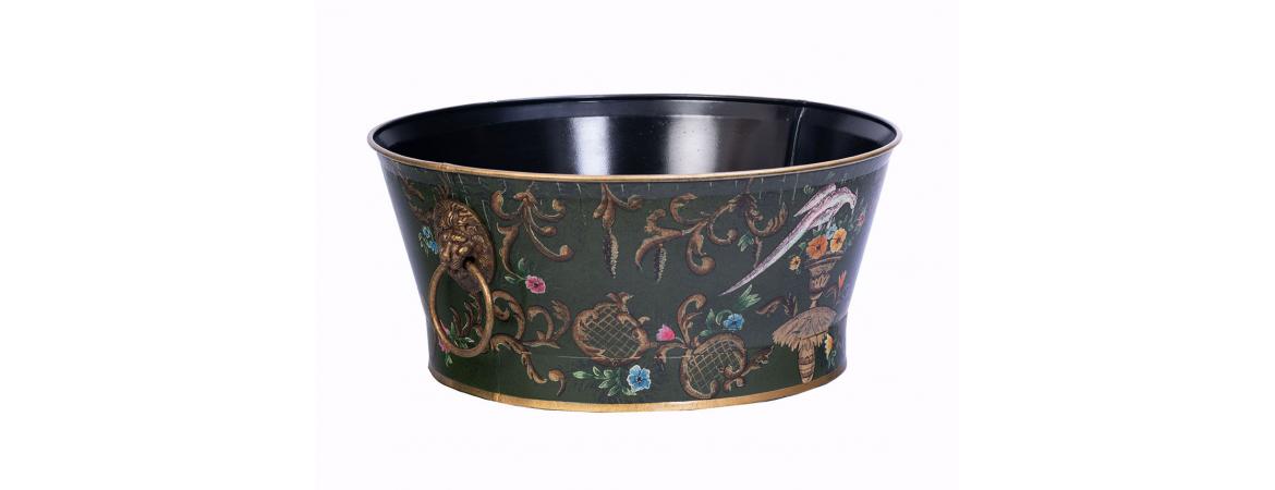 Green Fountain Design Round Bowl with Handles