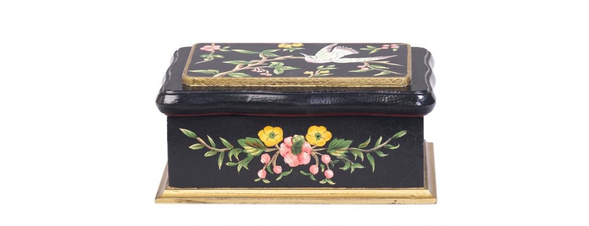 Black Lyre Bird Design Wooden Box