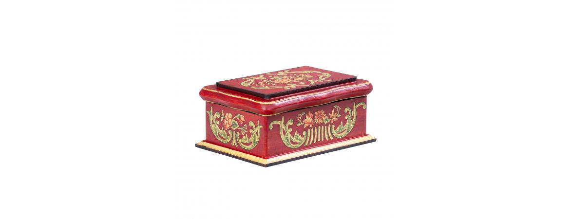 Red Floral Design Wooden Box