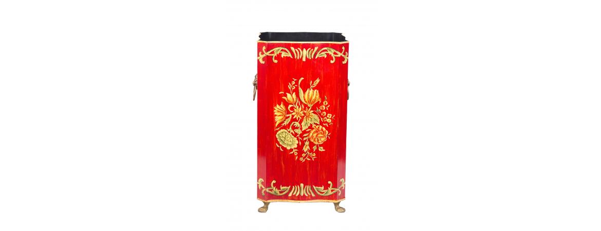 Red Floral Design Umbrella Stand