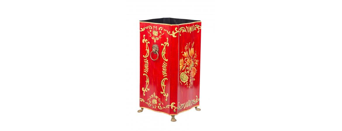 Red Floral Design Umbrella Stand