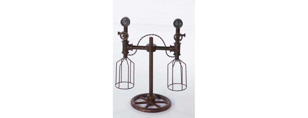 Reclaimed Pipe Twin Table Lamp