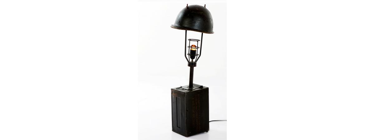 Upcycled Helmet & Ammo Box Table Light