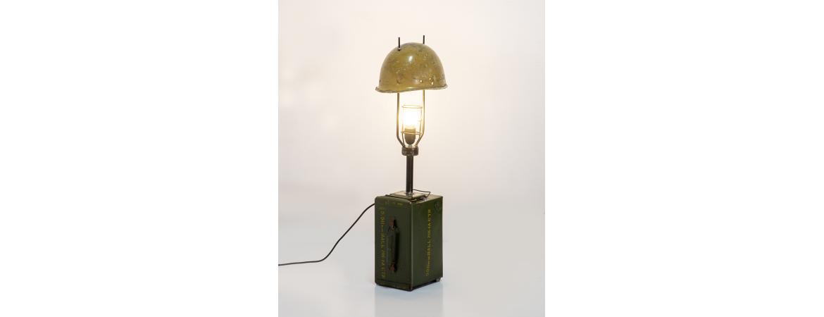 Upcycled Helmet & Ammo Box Table Light