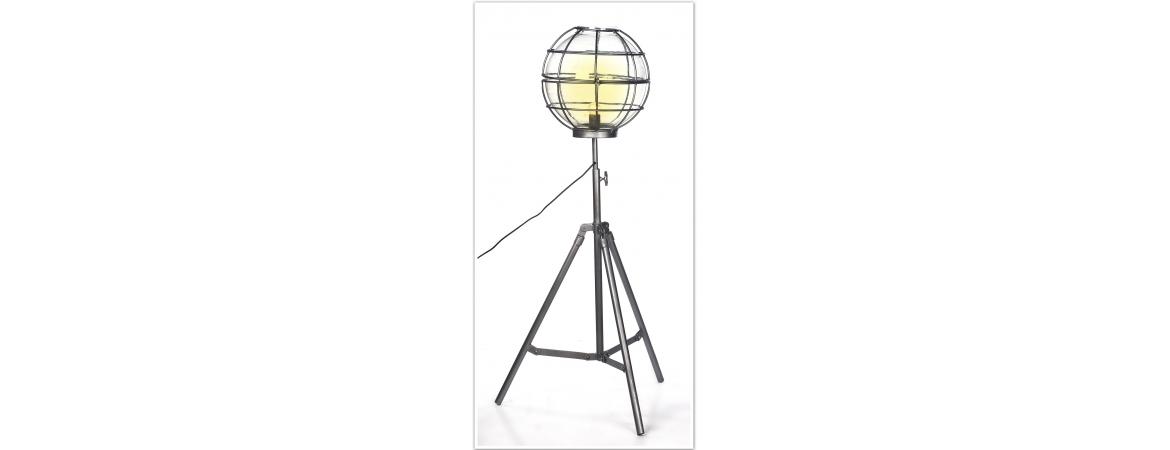 Upcycled Floor Lamp With Round Cage