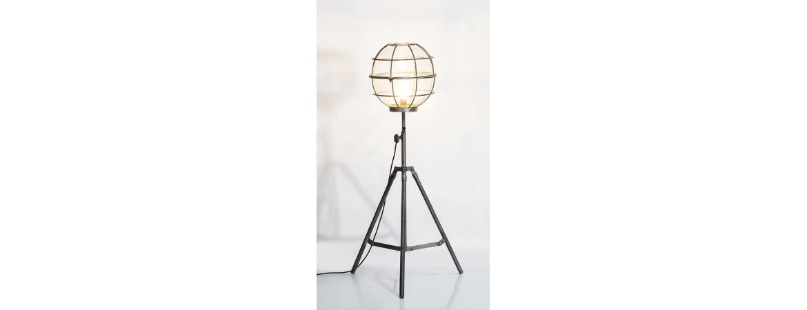 Upcycled Floor Lamp With Round Cage