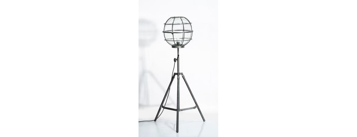 Upcycled Floor Lamp With Round Cage