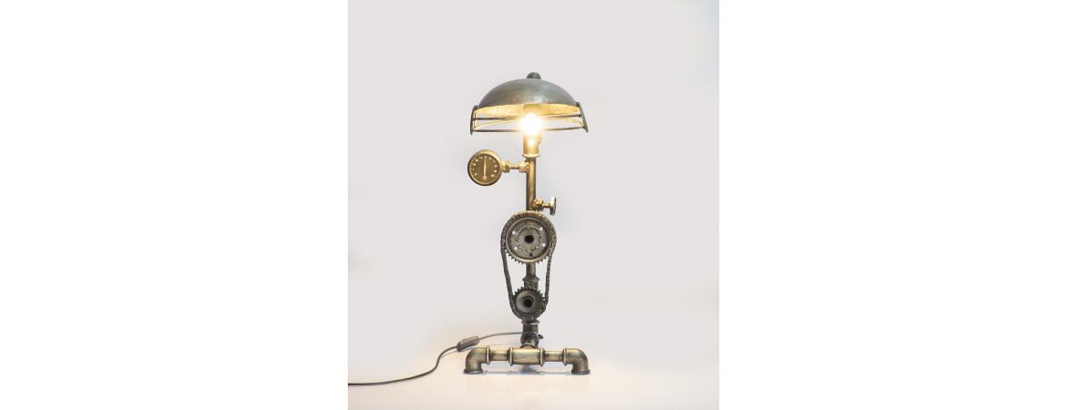 Upcycled Cooking Pot & Cogs Table Lamp