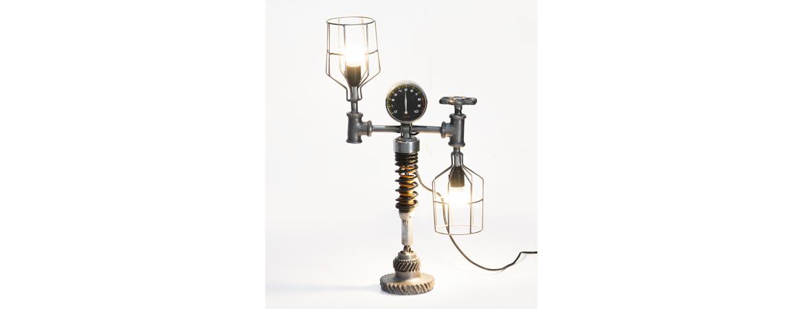 Iron Cage and Meter Table Lamp