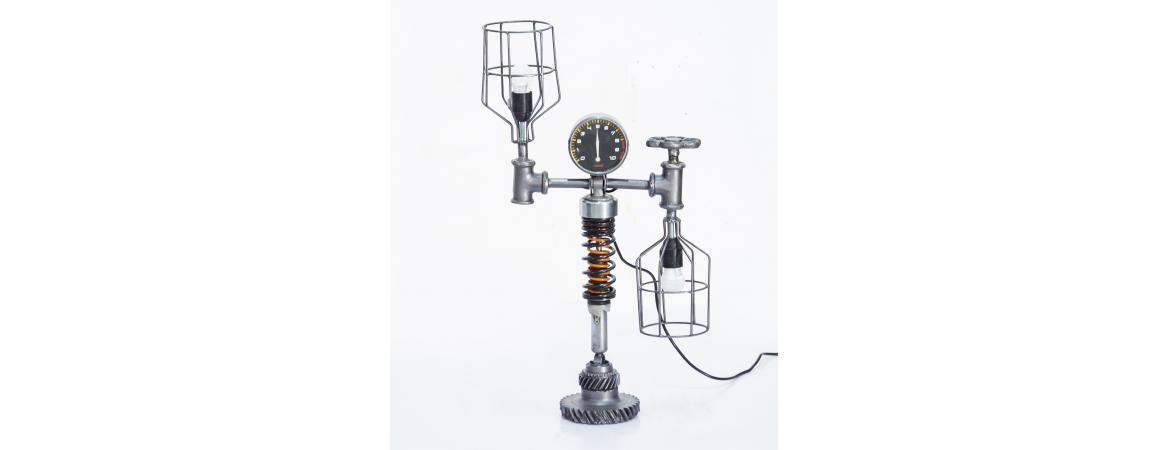 Iron Cage and Meter Table Lamp