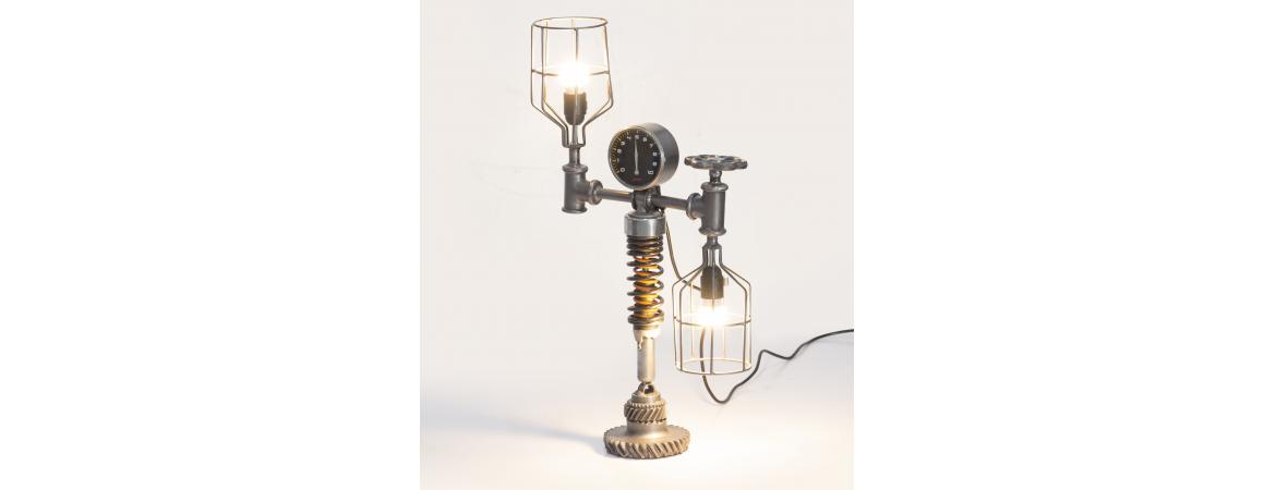 Iron Cage and Meter Table Lamp