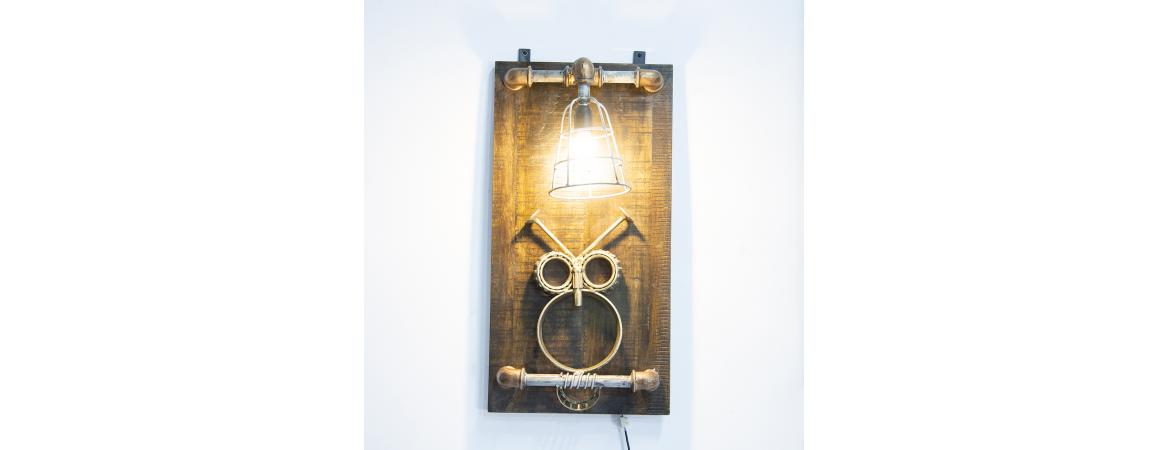 Upcycled Wall Mounted Owl Light