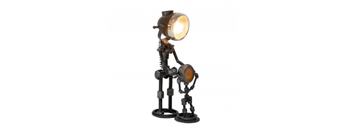 Reclaimed Parts Robot Table Lamp - Mother and Child