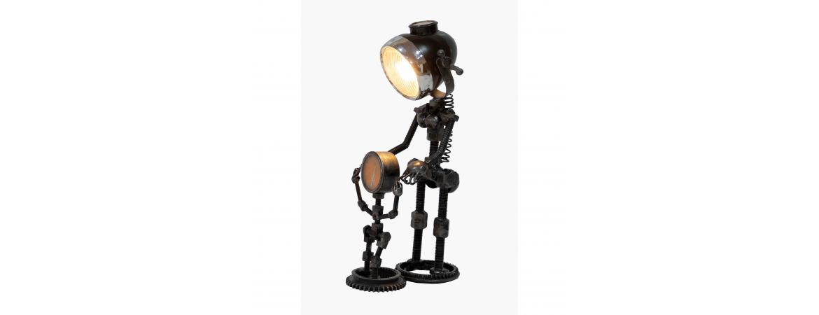 Reclaimed Parts Robot Table Lamp - Mother and Child