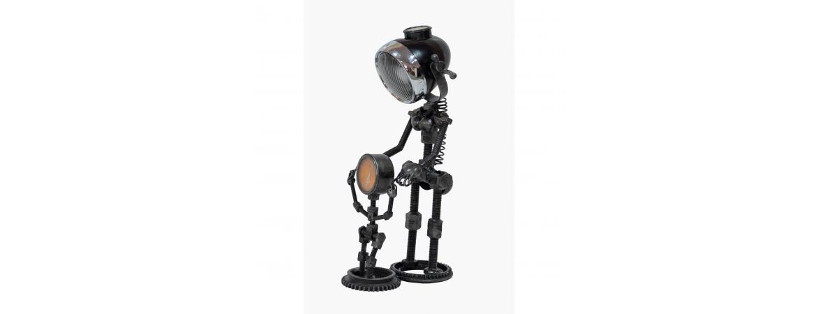 Reclaimed Parts Robot Table Lamp - Mother and Child