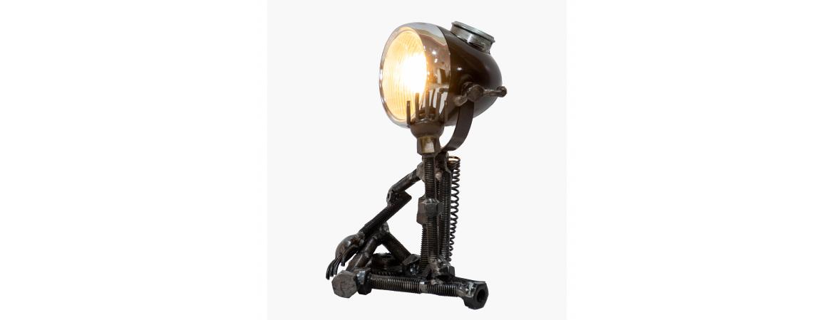 Reclaimed Parts Robot Table Lamp - Deep In Thought