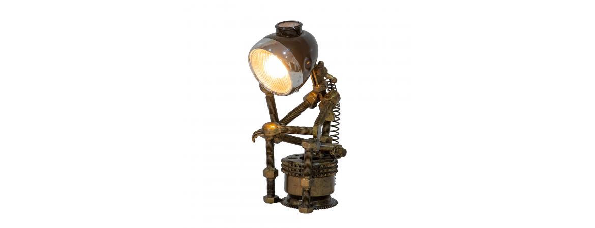 Reclaimed Parts Robot Table Lamp - A Gloomy Day