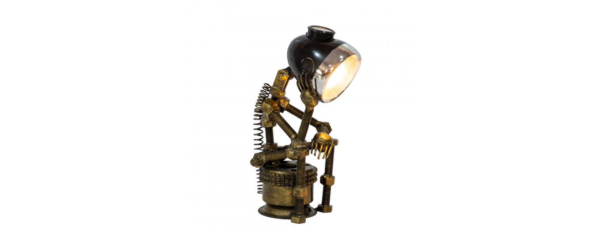 Reclaimed Parts Robot Table Lamp - A Gloomy Day