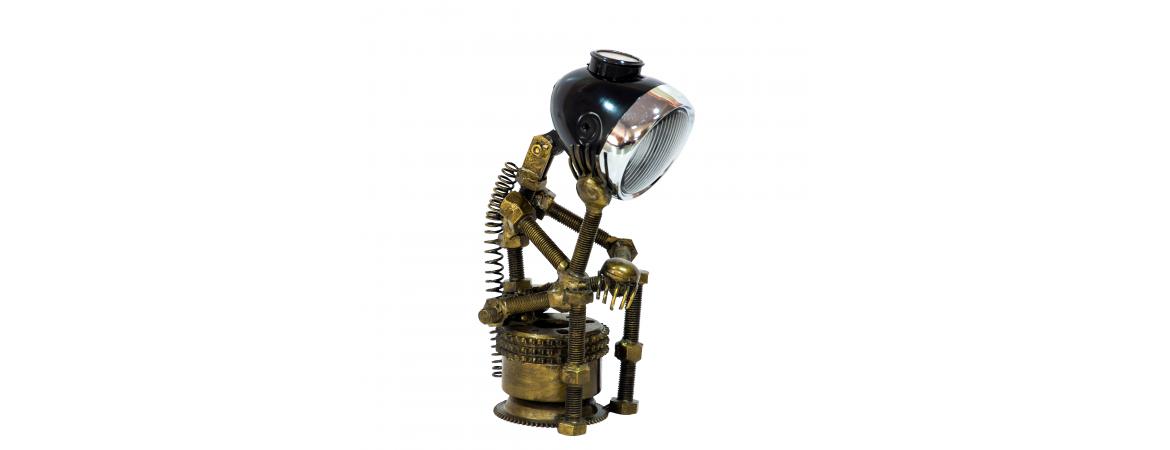 Reclaimed Parts Robot Table Lamp - A Gloomy Day