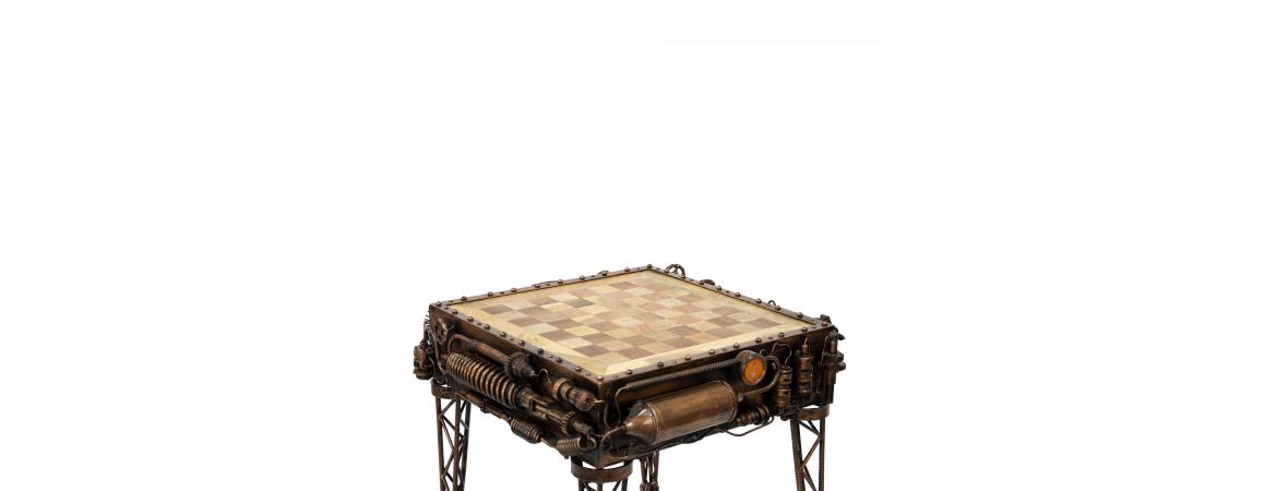 Reclaimed Iron Steampunk Theme Chess Table