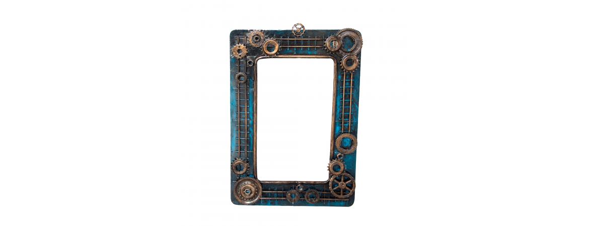 Reclaimed Iron Steampunk Theme Wall Mirror 1 - 75cm