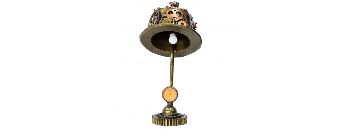 Reclaimed Iron Steampunk Theme Cogs Top Hat Table Lamp